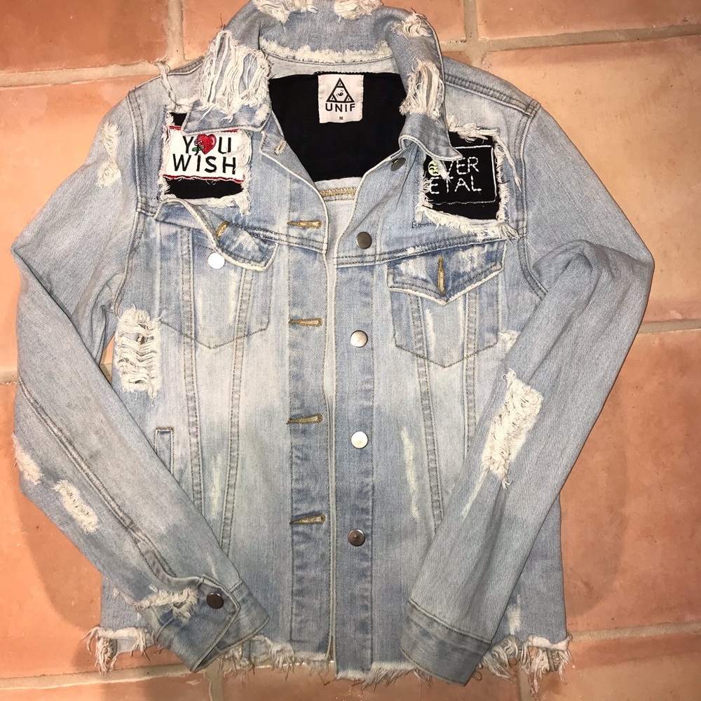 UNIF Patch Ripped Jean Denim Jacket
